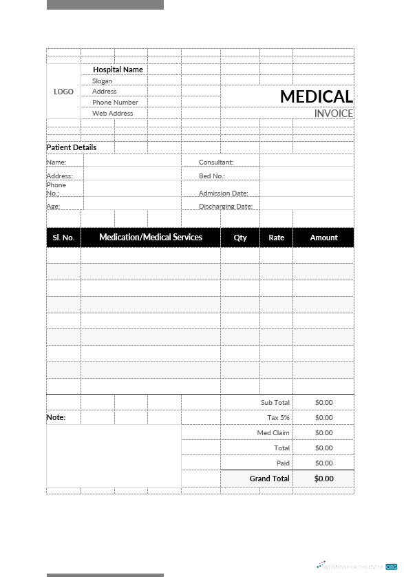 Download Medical Bill Format Template Photoshop template